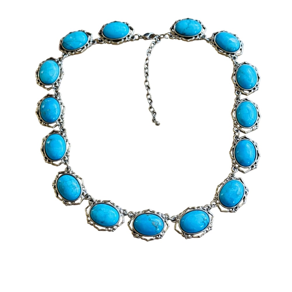 VTG JBK Jackie Kennedy Turquoise‎ Necklace Camrose Kross Howlite Cabochon Stone